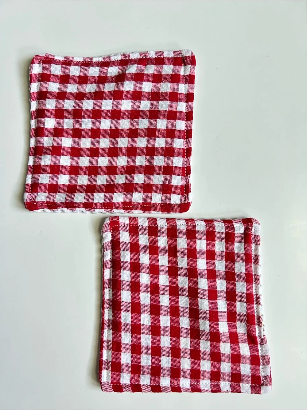 Hand Crafted Red and White Gingham Non Slip Jar Grippers Opens Hard to Turn Lids